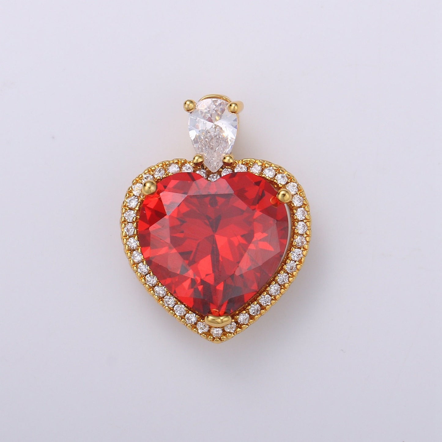 Gold Fill Colorful Heart Pendant Micro Pave Heart Charm for Necklace Pendant, Statement Necklace be my valentine Jewelry Supply J-102~J-104