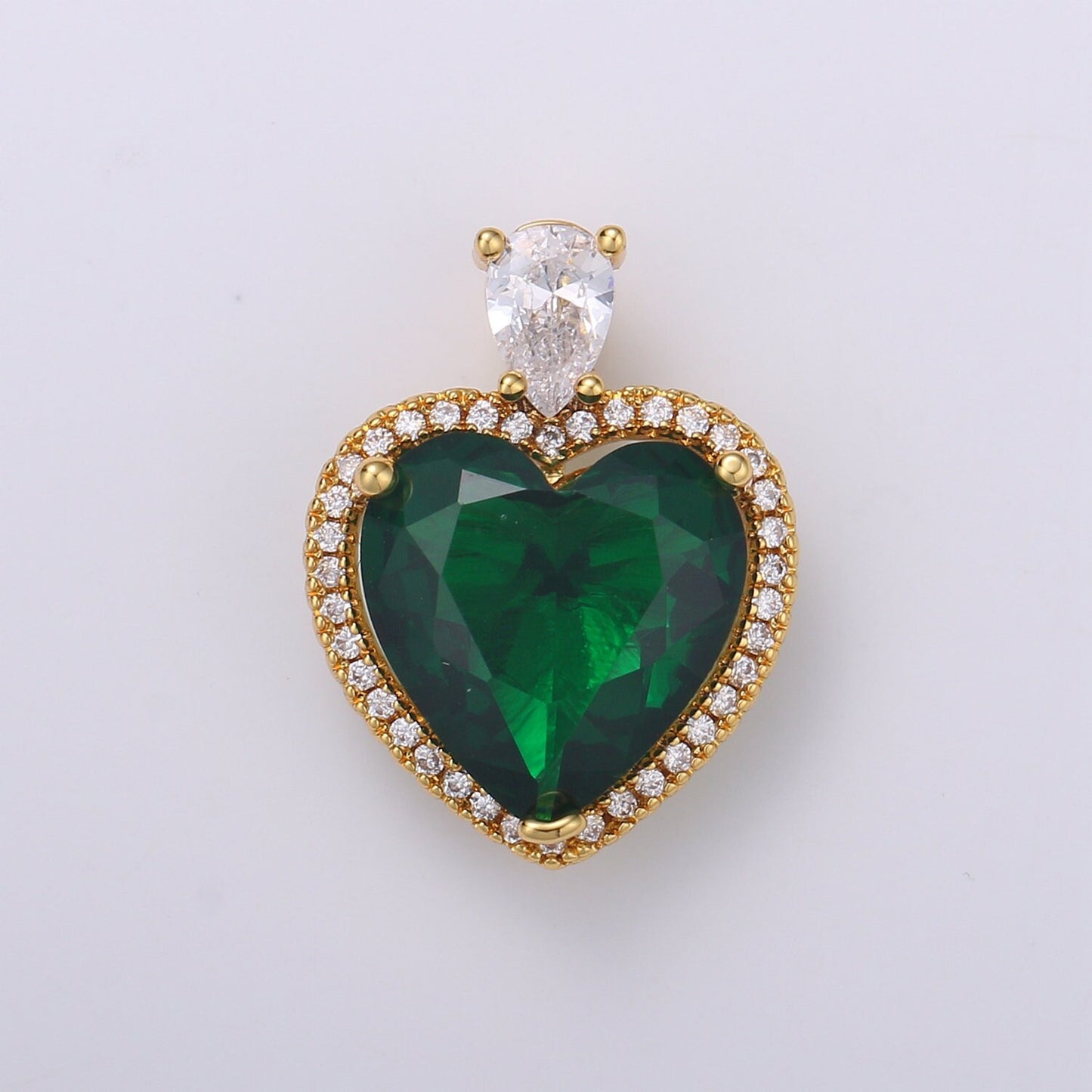 Gold Fill Colorful Heart Pendant Micro Pave Heart Charm for Necklace Pendant, Statement Necklace be my valentine Jewelry Supply J-102~J-104