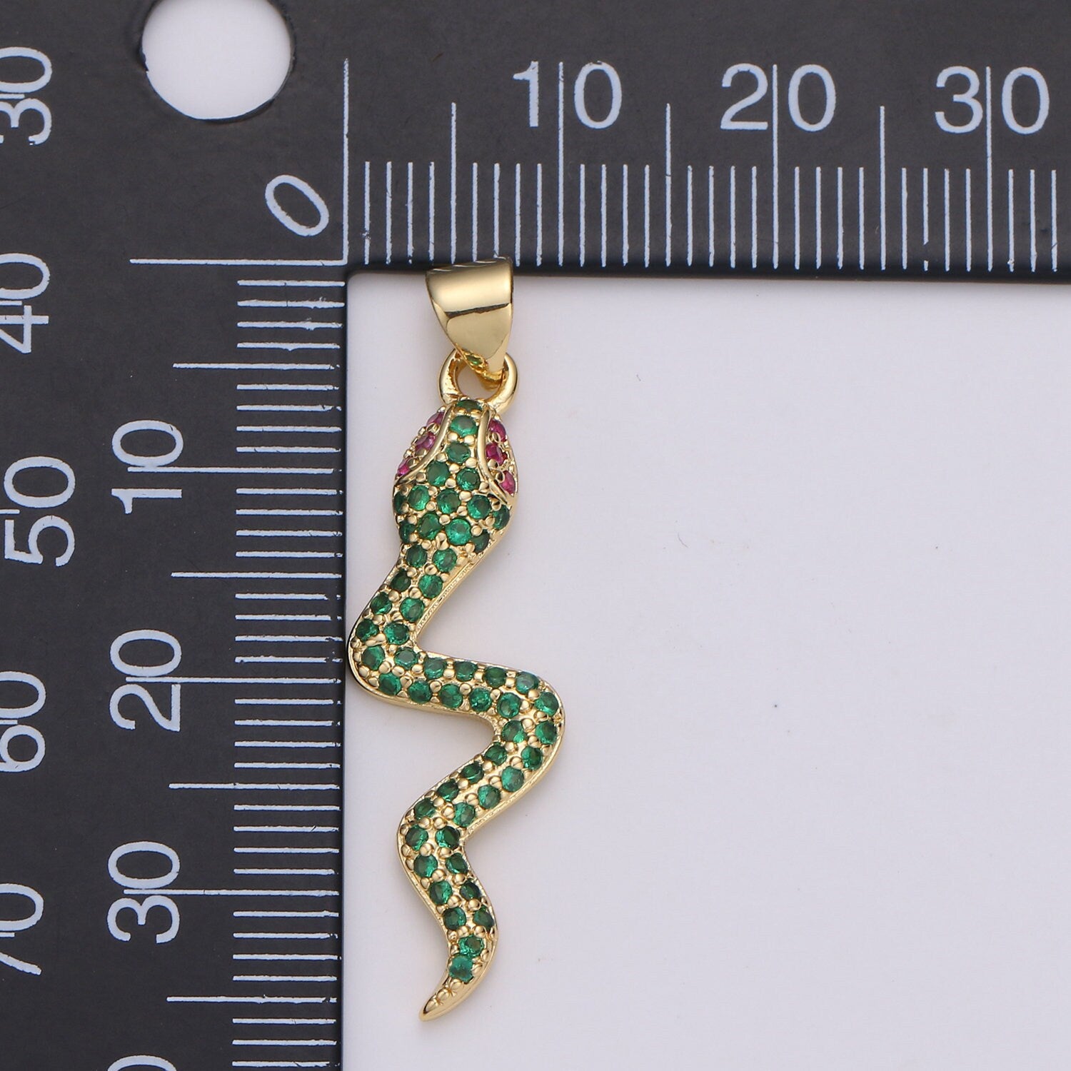 MicroPave Gold Snake Charm Pendant, Cubic Snake Charms, Dainty Pendant Jewelry in 24K Gold Filled For Statement Necklace Earring I-809~I-811