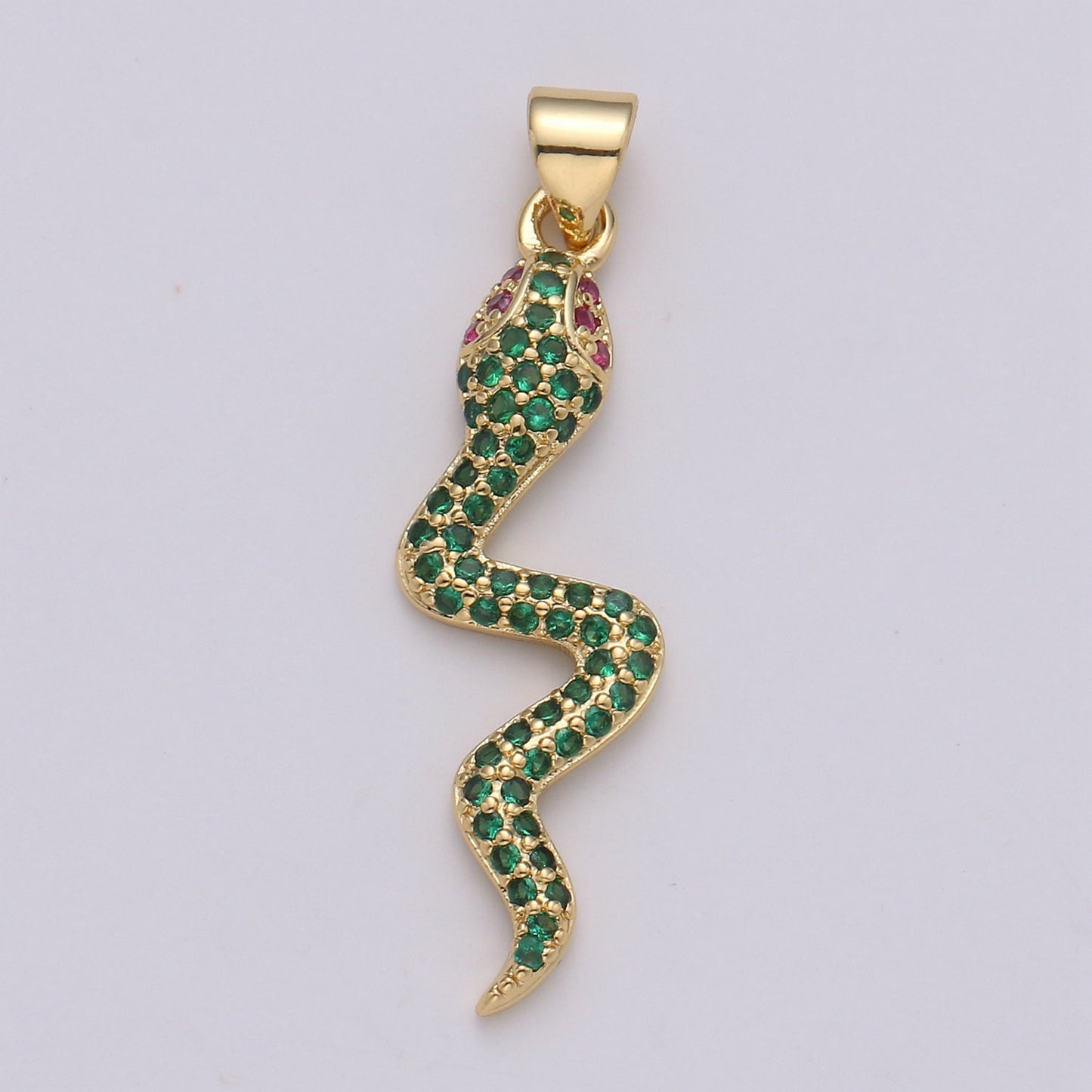 MicroPave Gold Snake Charm Pendant, Cubic Snake Charms, Dainty Pendant Jewelry in 24K Gold Filled For Statement Necklace Earring I-809~I-811