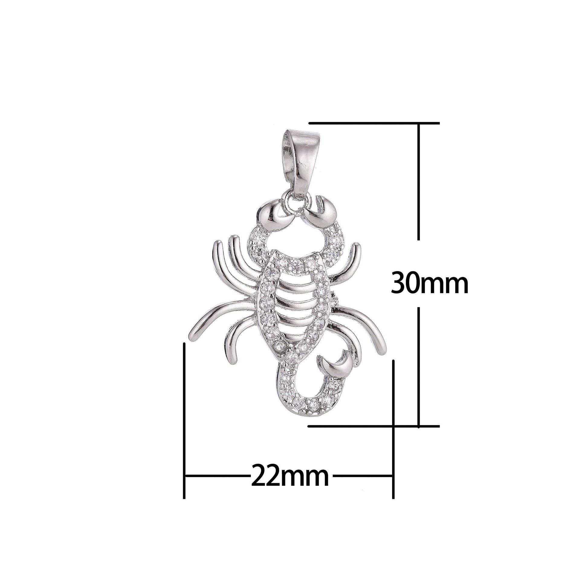 Scorpion Pendant Clear Micro Pave CZ Insect Charm, 18K Gold Filled Scorpio Charm, DIY Jewelry Supplies