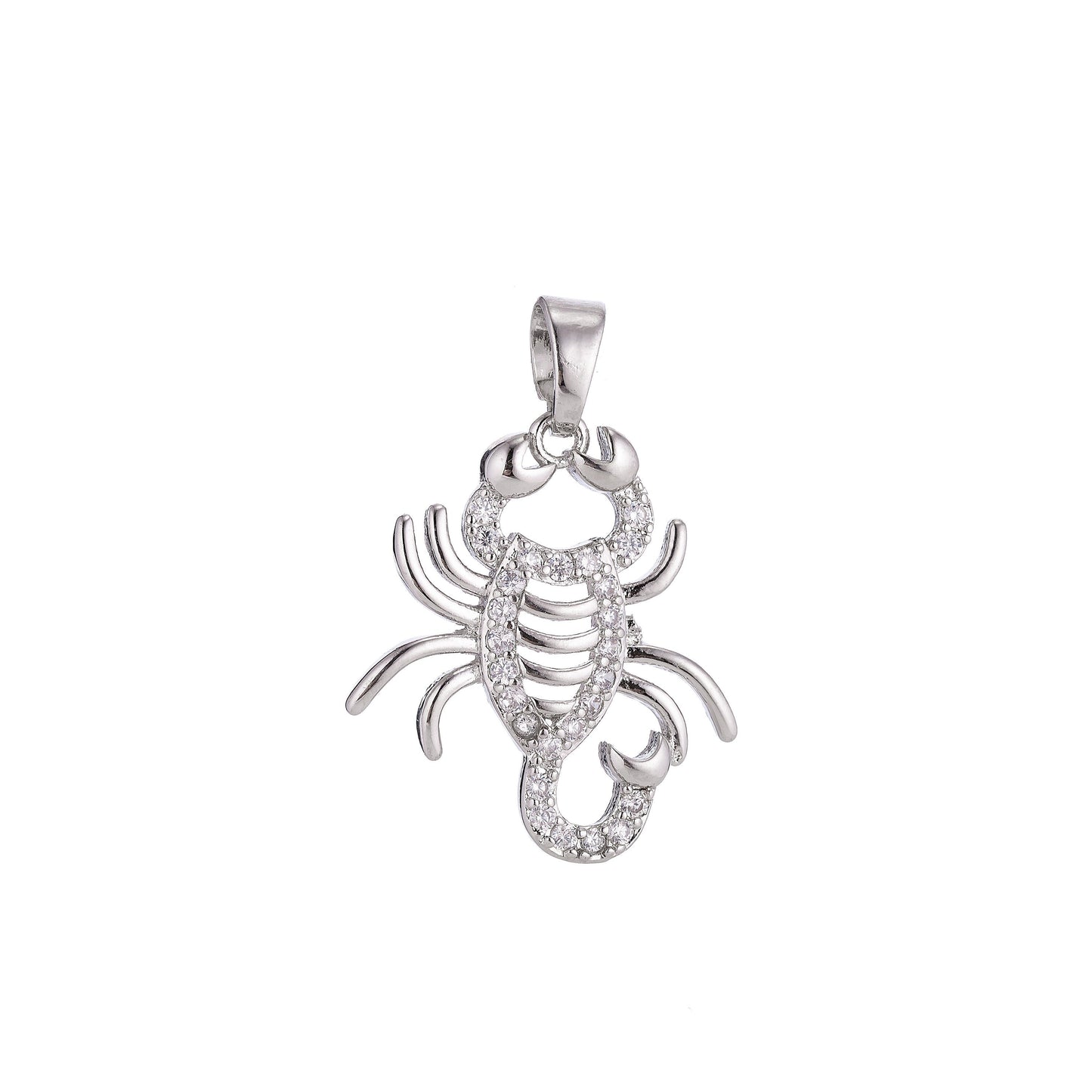 Scorpion Pendant Clear Micro Pave CZ Insect Charm, 18K Gold Filled Scorpio Charm, DIY Jewelry Supplies
