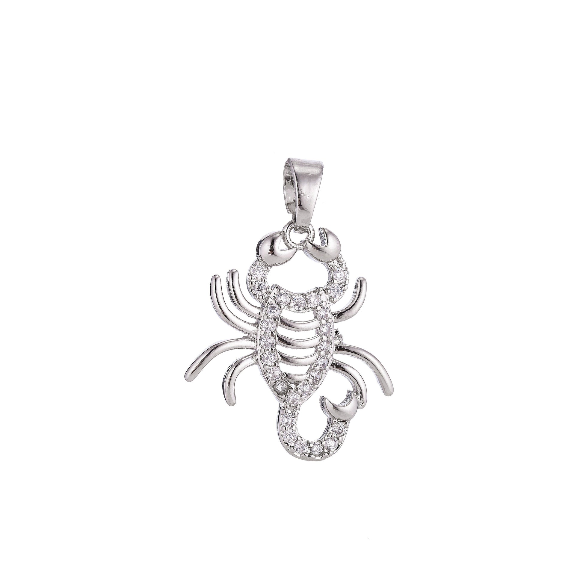 Scorpion Pendant Clear Micro Pave CZ Insect Charm, 18K Gold Filled Scorpio Charm, DIY Jewelry Supplies
