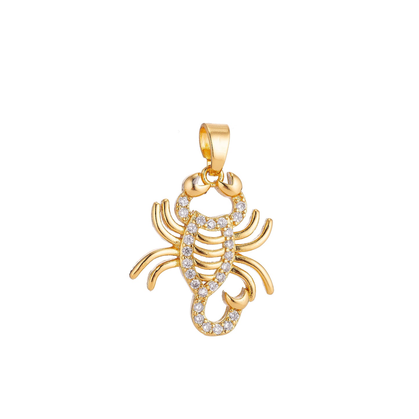 Scorpion Pendant Clear Micro Pave CZ Insect Charm, 18K Gold Filled Scorpio Charm, DIY Jewelry Supplies