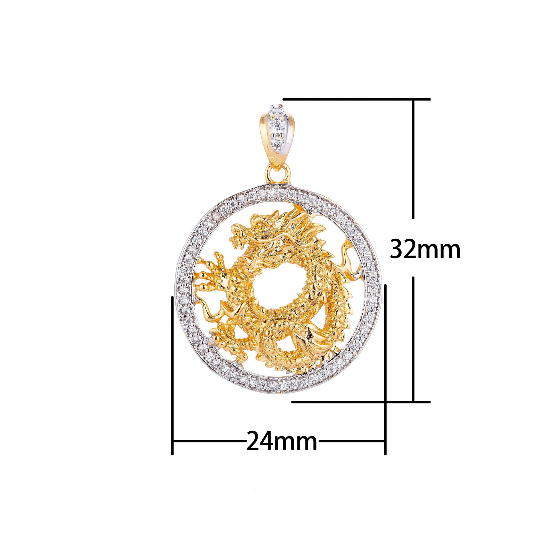 Dainty Gold Filled Dragon Circle Pendants H-638