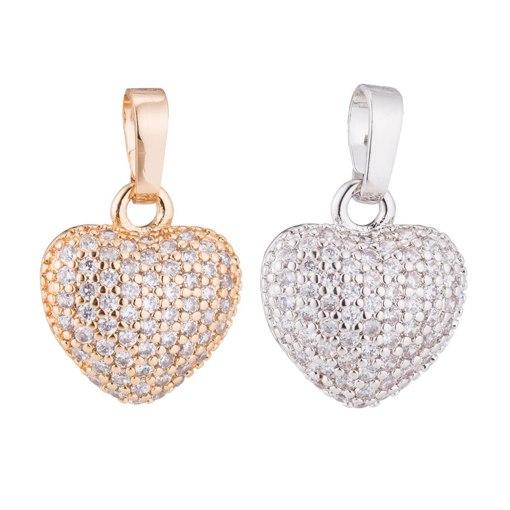 Rose Gold/White Gold/Gold Heart, Love, Family, Memory, Dangle, Romantic, Women CZ Necklace PENDANT Charm For Jewelry Making H-338