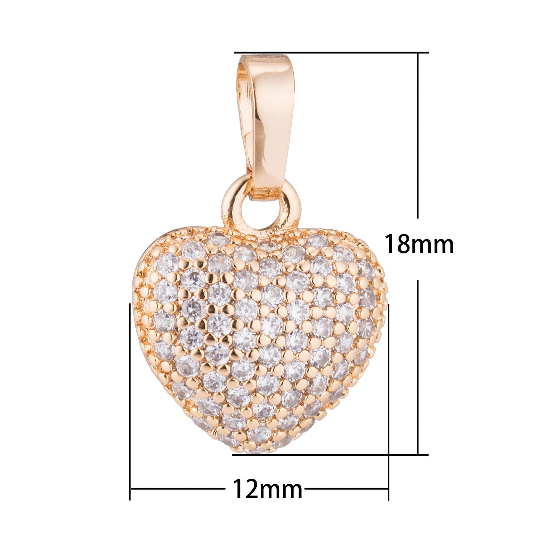 Rose Gold/White Gold/Gold Heart, Love, Family, Memory, Dangle, Romantic, Women CZ Necklace PENDANT Charm For Jewelry Making H-338