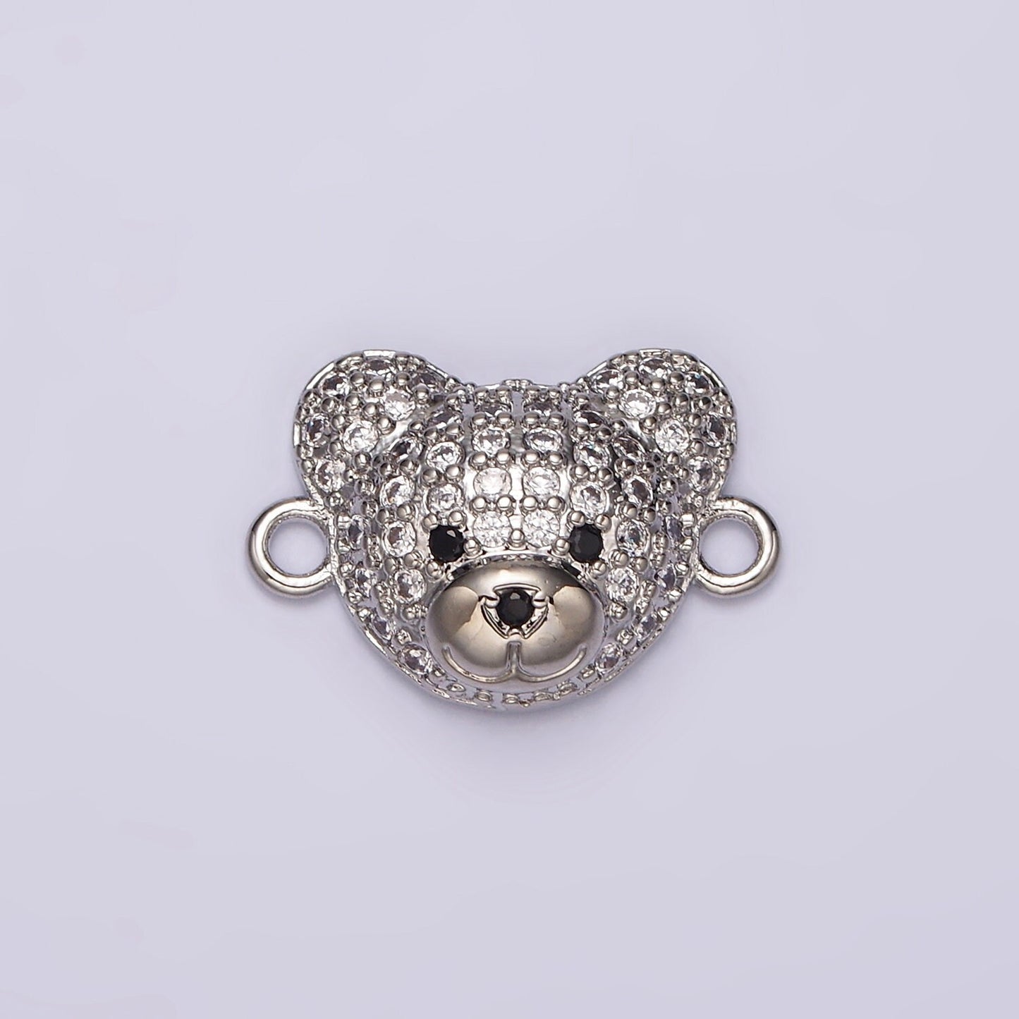 14K Gold Filled Clear, Turquoise Micro Paved CZ Teddy Bear Animal Connector in Gold & Silver | G257 - G258
