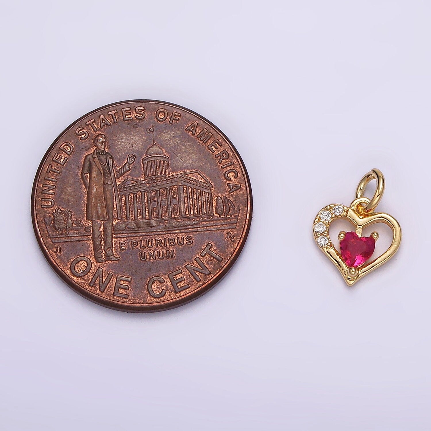 Cute CZ heart charm Tiny Charm Pink Cubic for Necklace Earring Bracelet Supply Component AG600