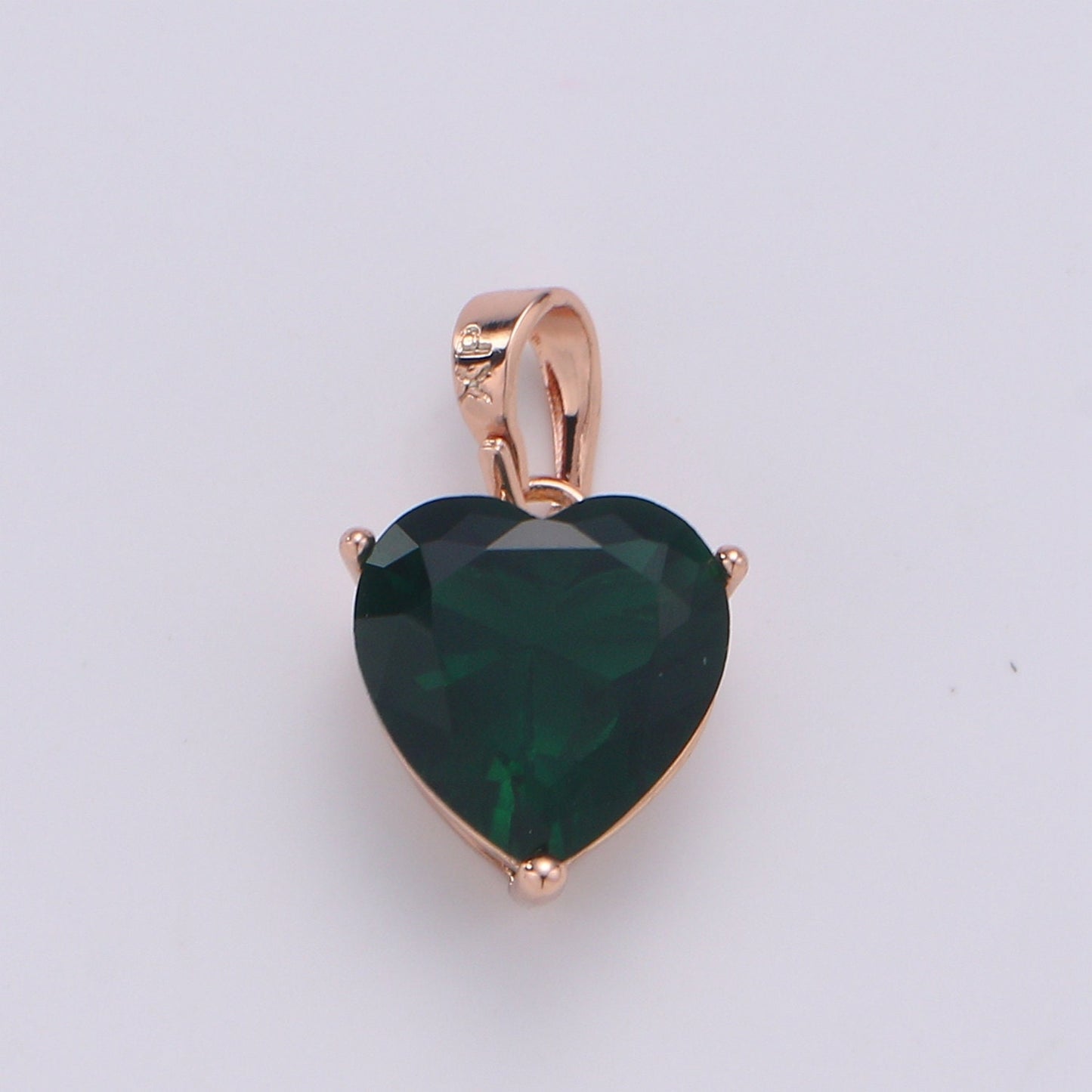 18k Gold Fill Charm Green & Blue Color Heart CZ Charm w/ Colored CZ Crystal Gem Stone Gemstone Pendant Valentine Jewelry Supply J-202/J-201