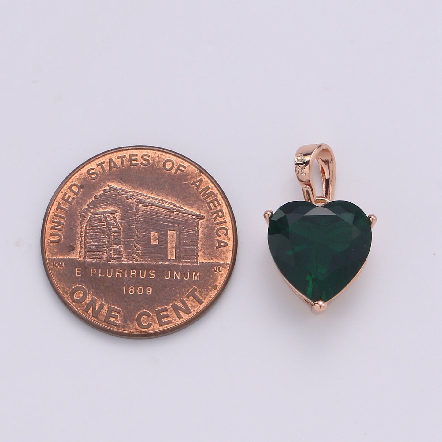 18k Gold Fill Charm Green & Blue Color Heart CZ Charm w/ Colored CZ Crystal Gem Stone Gemstone Pendant Valentine Jewelry Supply J-202/J-201