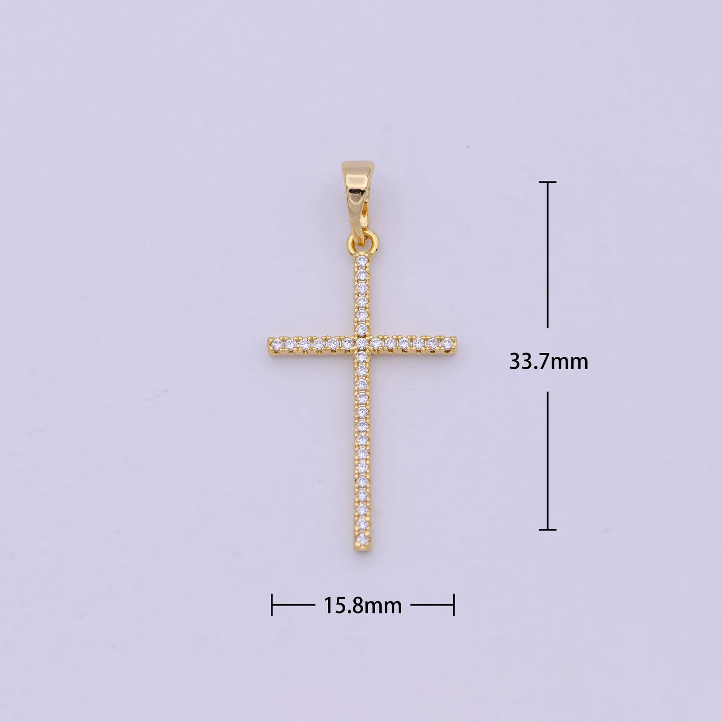 White, 14K Gold Filled Minimalist 34mm Micro Paved CZ Latin Religious Cross Pendant H-018 H-022 H-136 I-010
