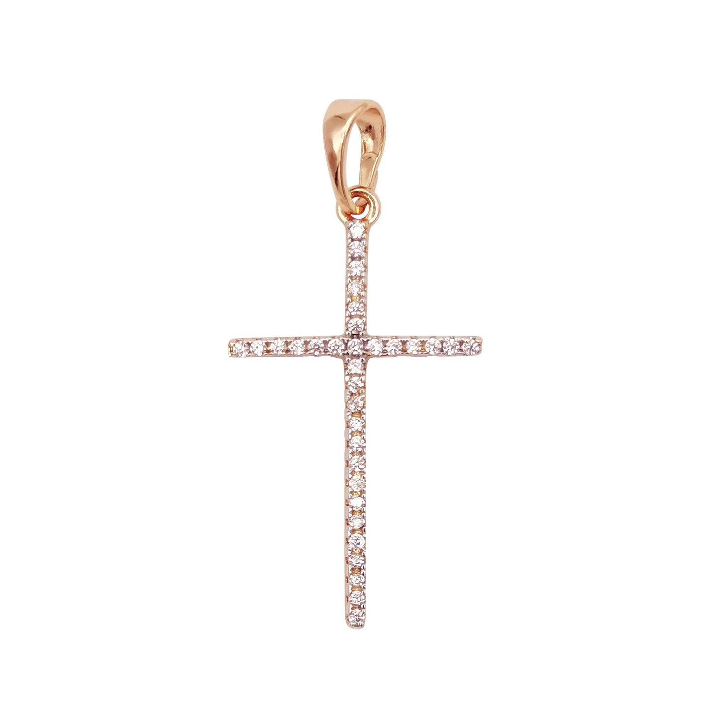 White, 14K Gold Filled Minimalist 34mm Micro Paved CZ Latin Religious Cross Pendant H-018 H-022 H-136 I-010