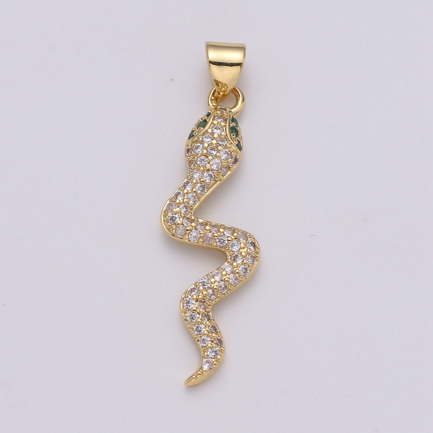 MicroPave Gold Snake Charm Pendant, Cubic Snake Charms, Dainty Pendant Jewelry in 24K Gold Filled For Statement Necklace Earring I-809~I-811