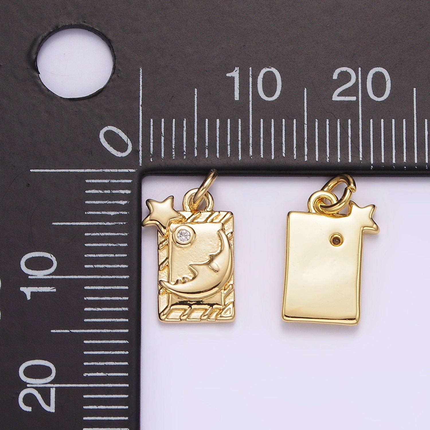 14K Gold Filled Celestial Charm Crescent Moon Stars Pendant Celestial Tag Micro pave Jewelry Earring Bracelet Necklace Component AG598