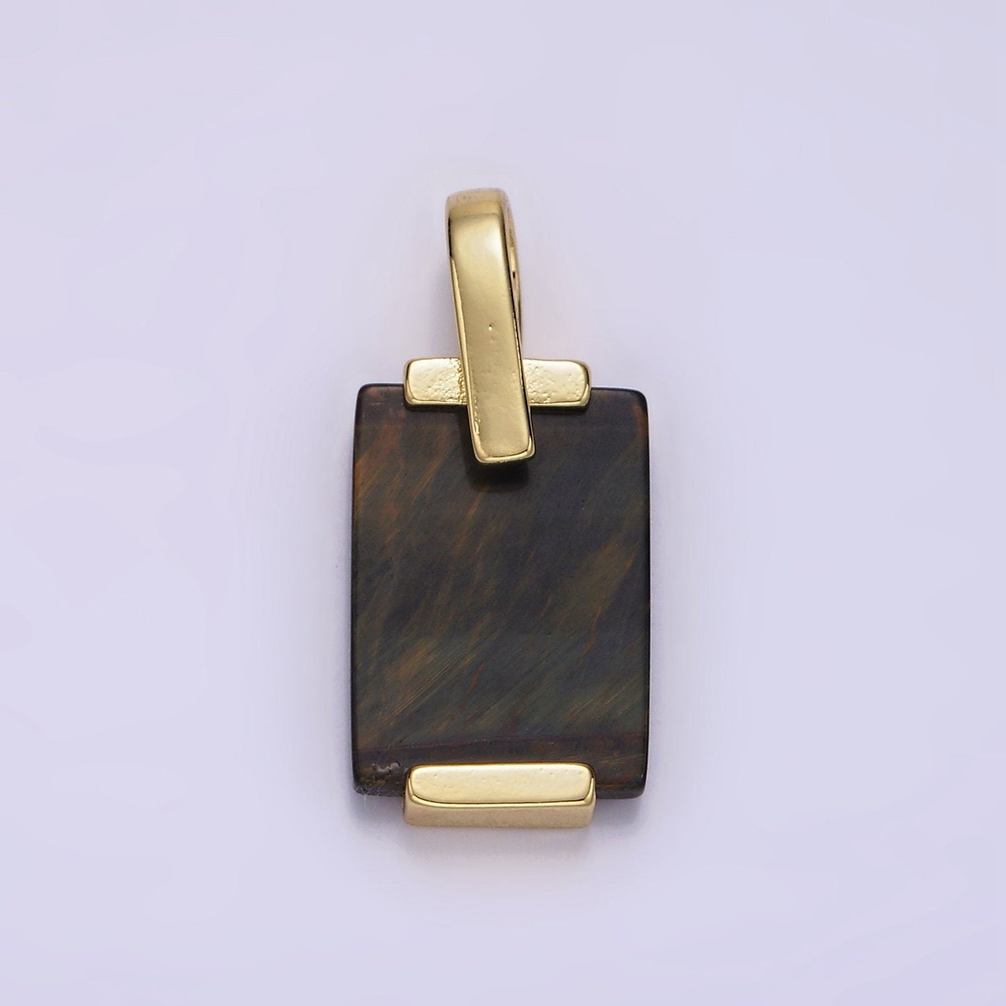 14K Gold Filled Carnelian, Tiger Eye, Green Agate Rectangular Bar Rhombus Pendant | AH131 AH132