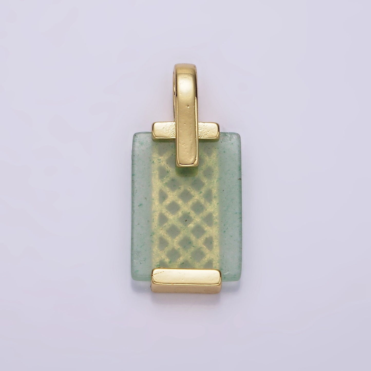 14K Gold Filled Carnelian, Tiger Eye, Green Agate Rectangular Bar Rhombus Pendant | AH131 AH132