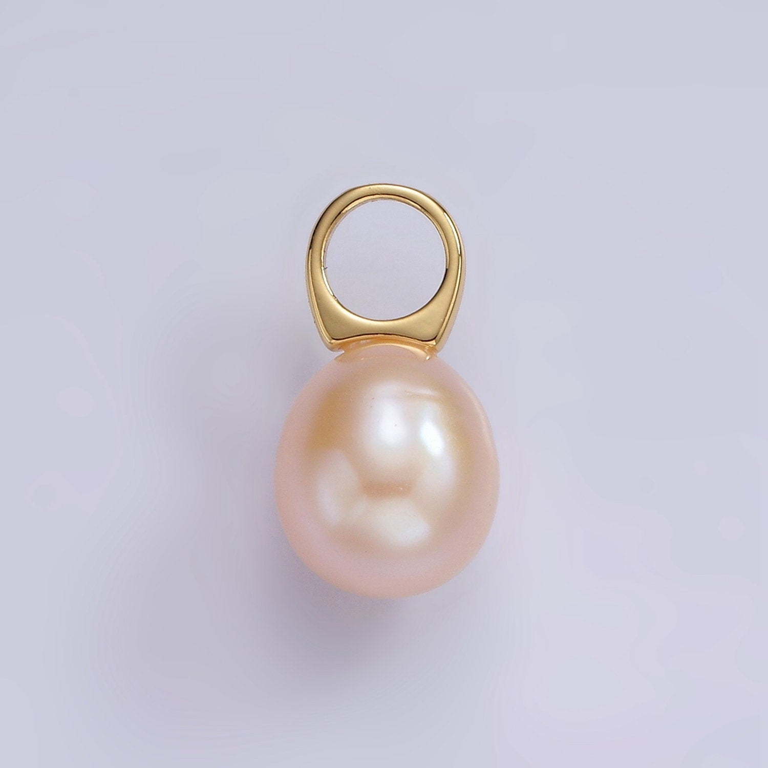 Dainty 14K Gold Filled 16mm Peach Pink Freshwater Pearl Button Drop for Wedding Minimalist Jewelry For Necklace Earring Component | P1662