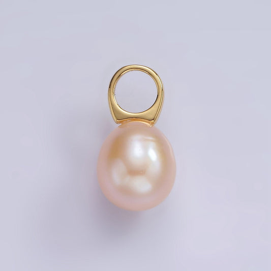 Dainty 14K Gold Filled 16mm Peach Pink Freshwater Pearl Button Drop for Wedding Minimalist Jewelry For Necklace Earring Component | P1662