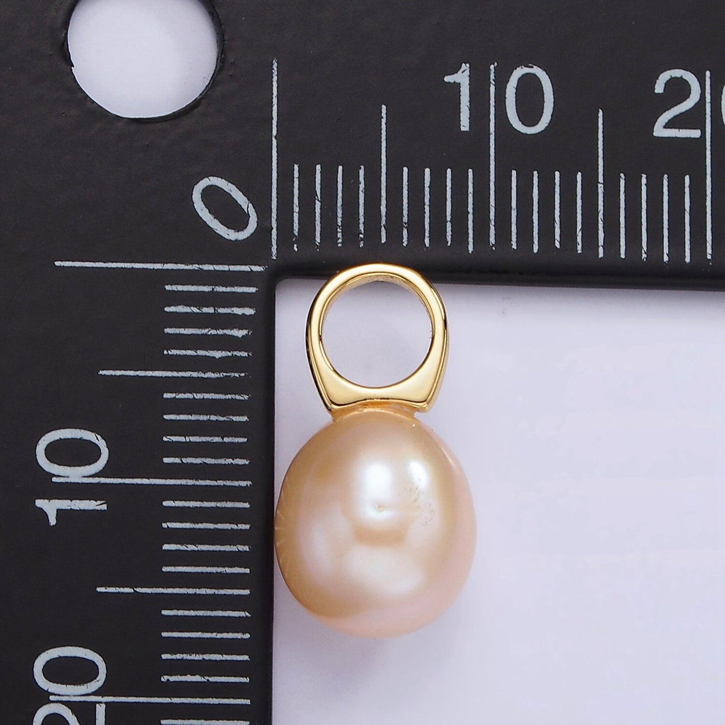 Dainty 14K Gold Filled 16mm Peach Pink Freshwater Pearl Button Drop for Wedding Minimalist Jewelry For Necklace Earring Component | P1662