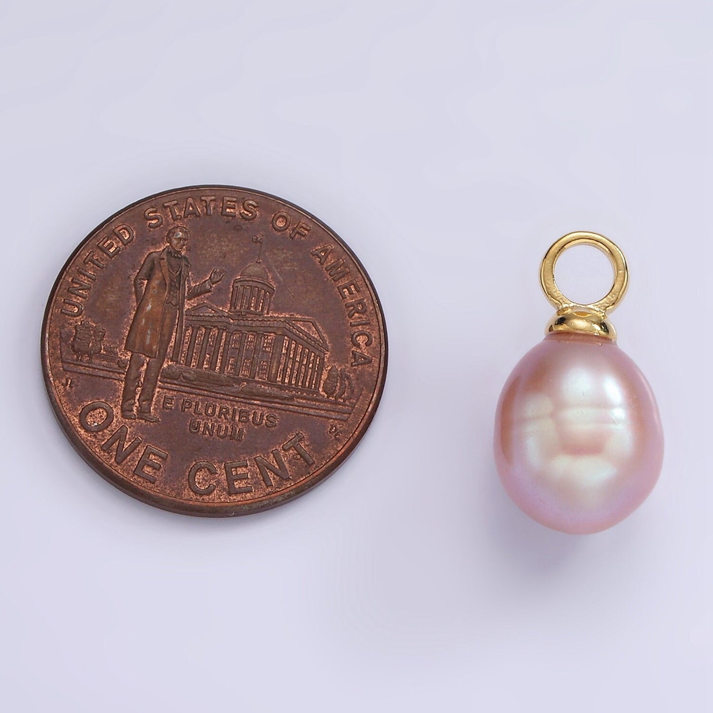 Beautiful Mauve Pink / Purple Oval Pear Pearl Charm Teardrop Genuine Freshwater Mermaid Pearls Pendant P1661