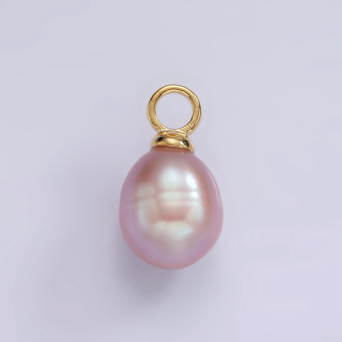 Beautiful Mauve Pink / Purple Oval Pear Pearl Charm Teardrop Genuine Freshwater Mermaid Pearls Pendant P1661