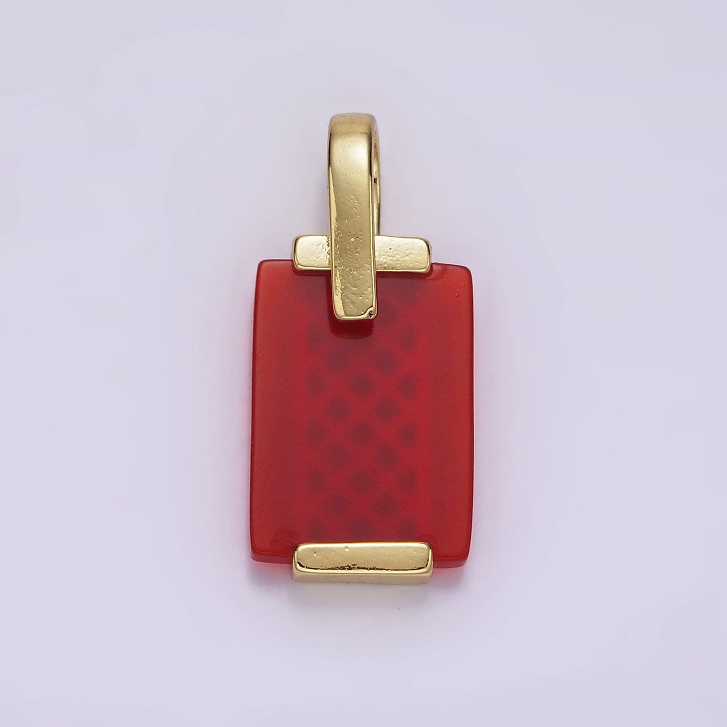 14K Gold Filled Carnelian, Tiger Eye, Green Agate Rectangular Bar Rhombus Pendant | AH131 AH132