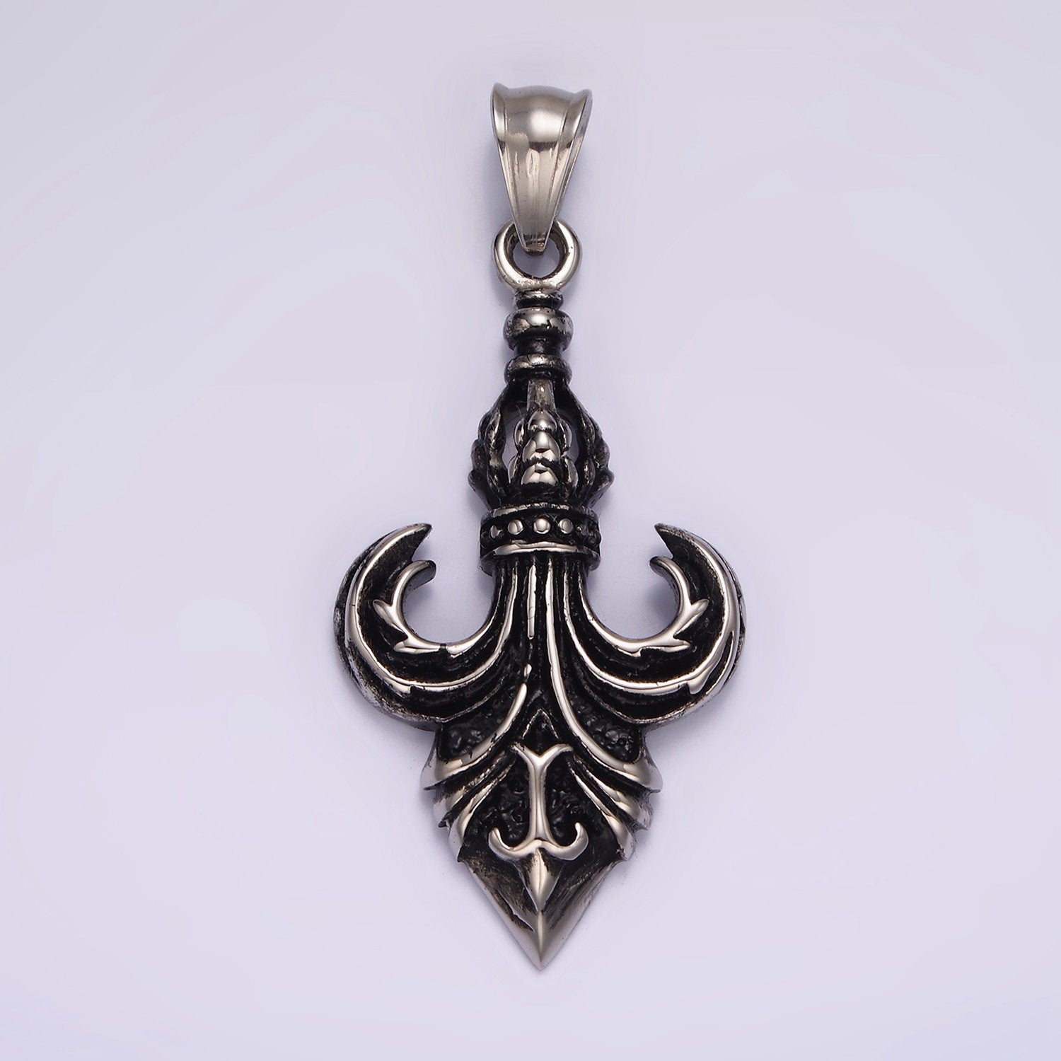 Stainless Steel 50mm Fleur de Lis French Artisan Pendant | P-875