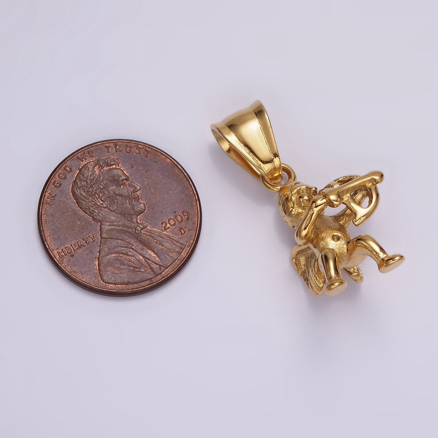 14K Gold-filled plated Stainless Steel Cupid Shooting an Arrow Charm for Necklace and Bracelet Component | P-867