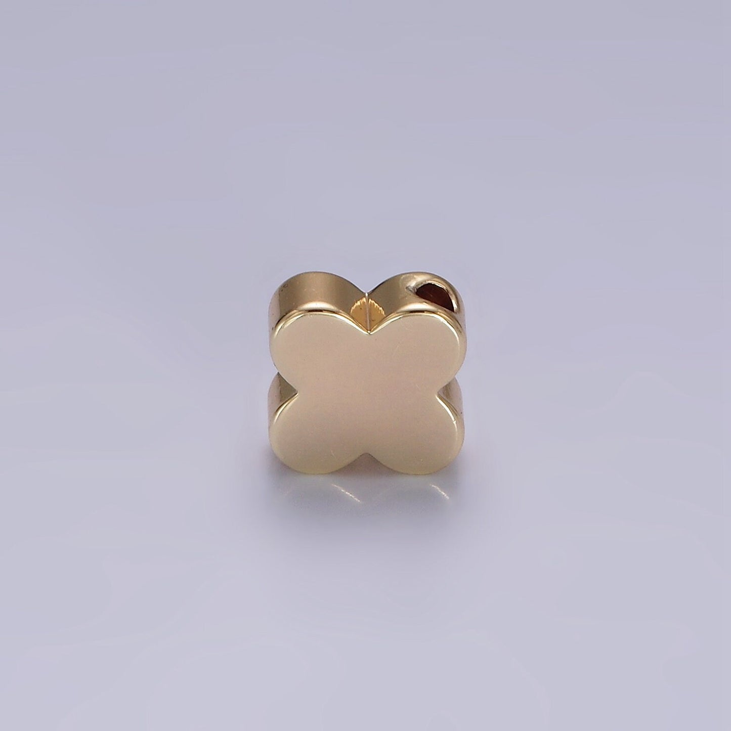 14K Gold Filled 10mm Mini Minimalist Clover Quatrefoil Bead | B875