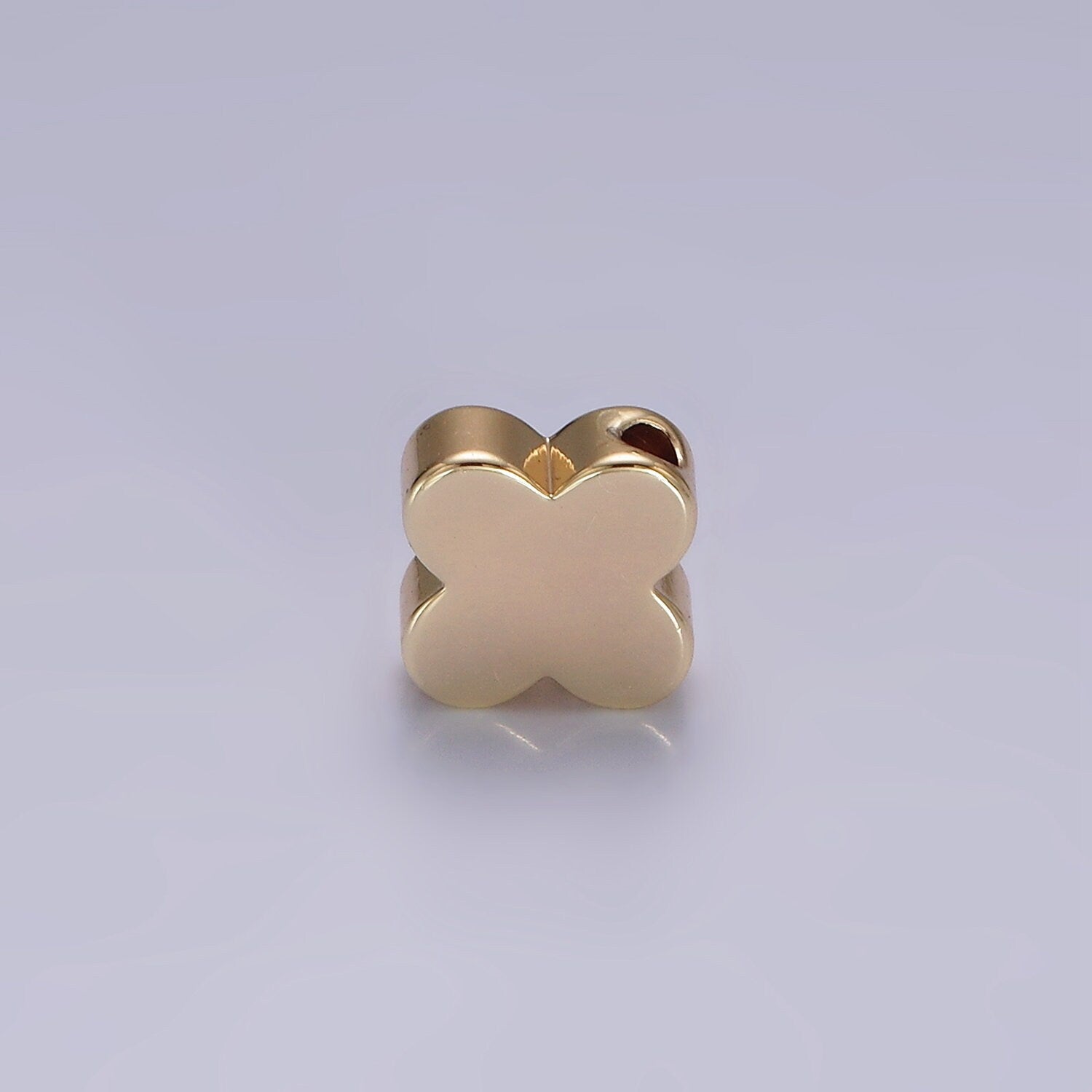 14K Gold Filled 10mm Mini Minimalist Clover Quatrefoil Bead | B875