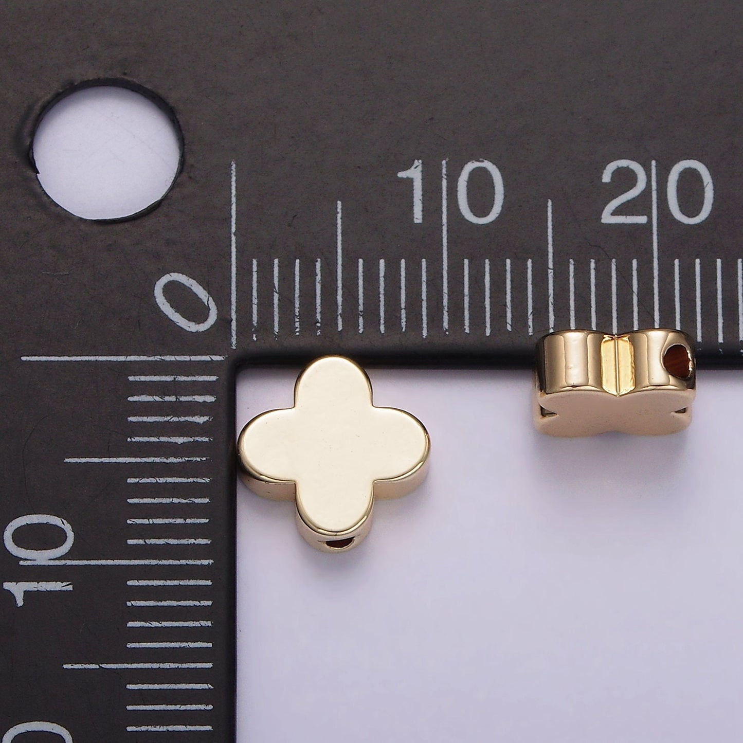 14K Gold Filled 10mm Mini Minimalist Clover Quatrefoil Bead | B875
