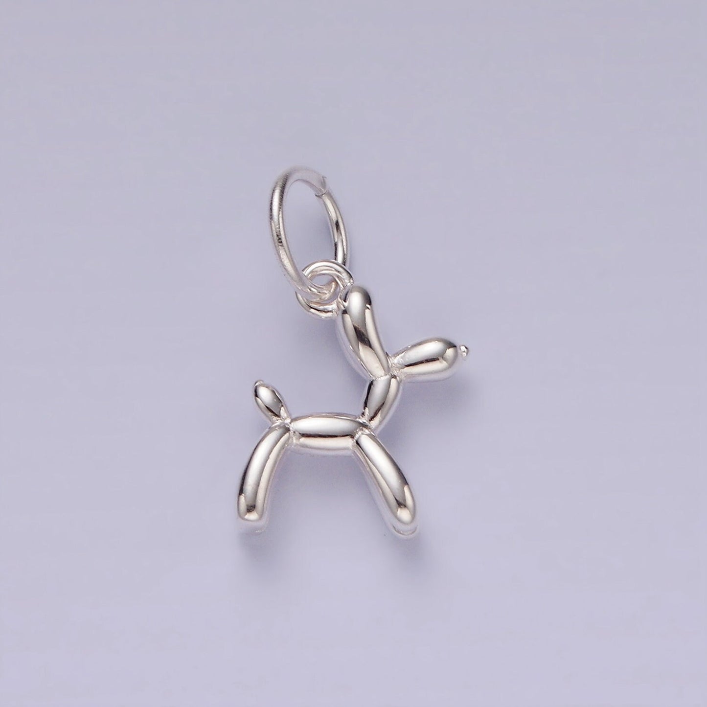 S925 Sterling Silver Poodle Pendant, Mini Dog Charm Party Balloon Charm Puppy Animal Pendant for Bracelet Necklace Earring DIY Jewelry SL441