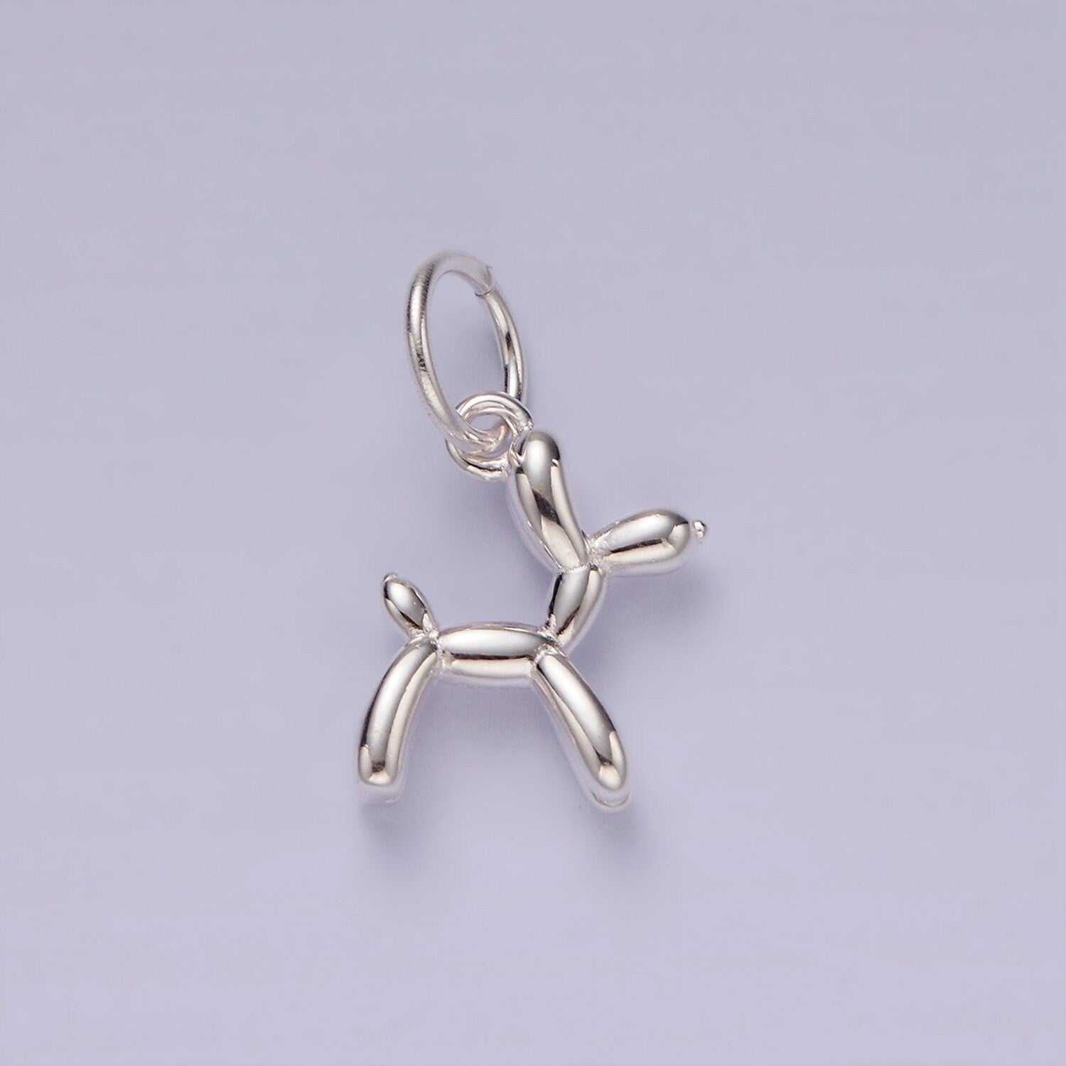 S925 Sterling Silver Poodle Pendant, Mini Dog Charm Party Balloon Charm Puppy Animal Pendant for Bracelet Necklace Earring DIY Jewelry SL441