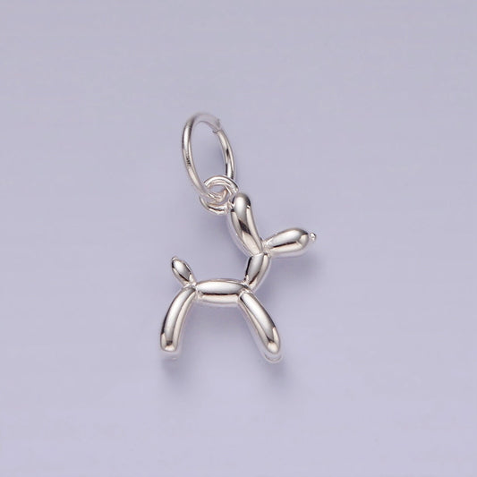 S925 Sterling Silver Poodle Pendant, Mini Dog Charm Party Balloon Charm Puppy Animal Pendant for Bracelet Necklace Earring DIY Jewelry SL441