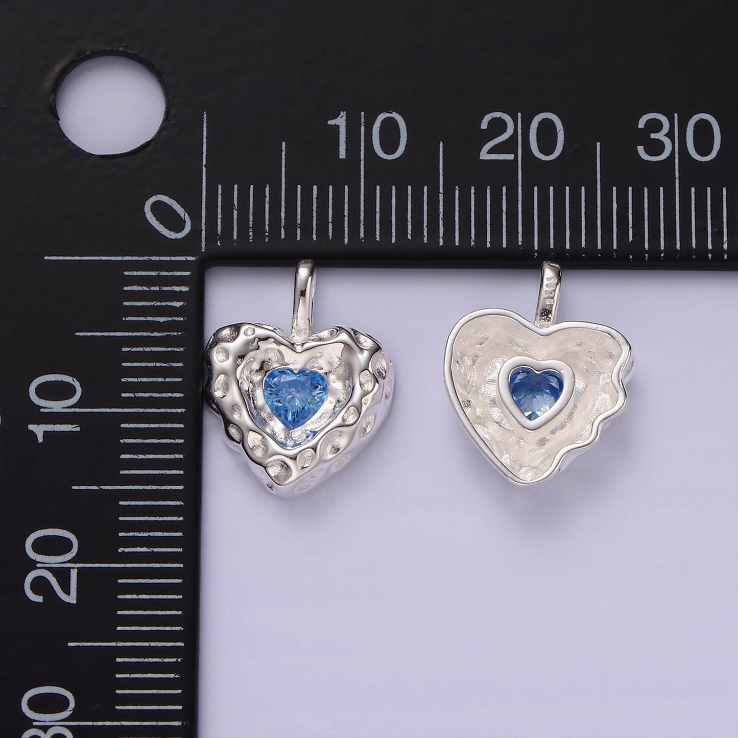 Rustic Heart Charm S925 Sterling Silver Cubic Heart Charm Blue Green Heart Charms Love Jewelry Pendants Necklace Bracelet Charms SL439