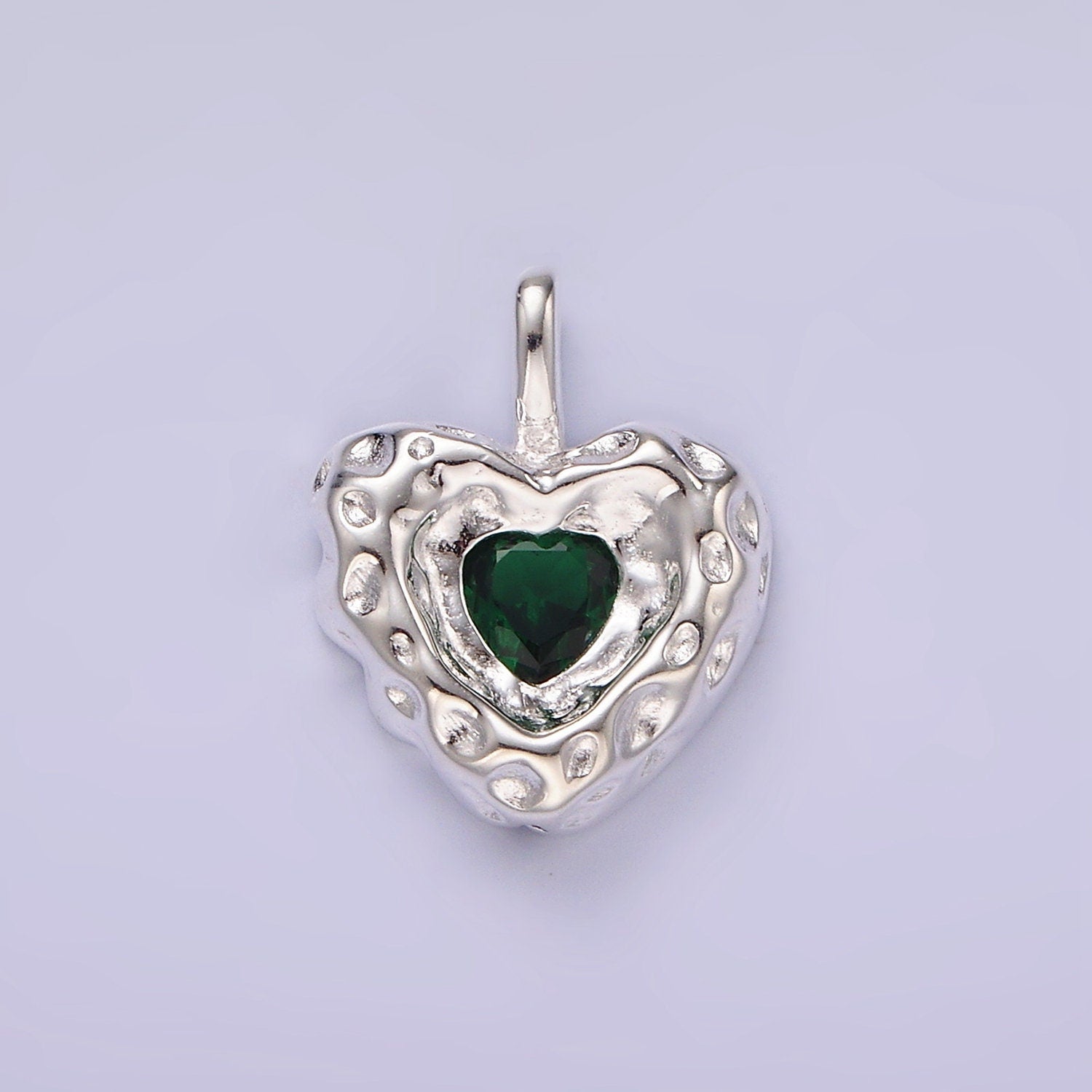 Rustic Heart Charm S925 Sterling Silver Cubic Heart Charm Blue Green Heart Charms Love Jewelry Pendants Necklace Bracelet Charms SL439
