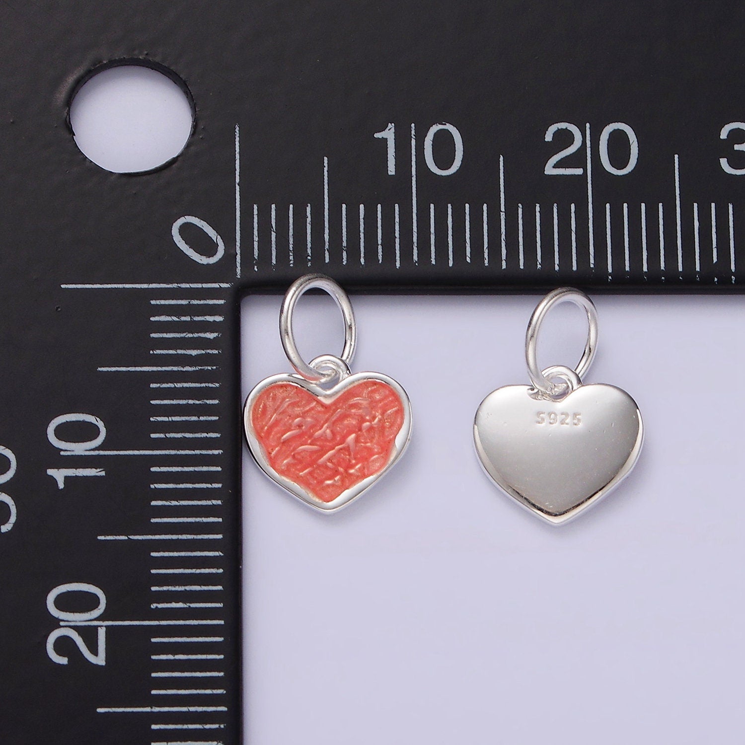 Mini Pink Sterling Silver Heart Charm for Minimalist Jewelry Necklace Bracelet Charm for Jewelry Making Supply SL424