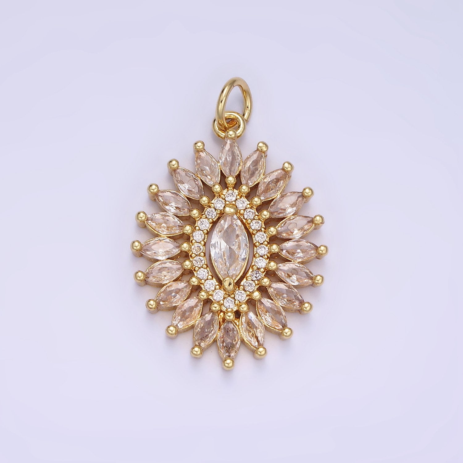 14k Gold Filled Cubic Zirconia Starbursting Pendant | AG-630