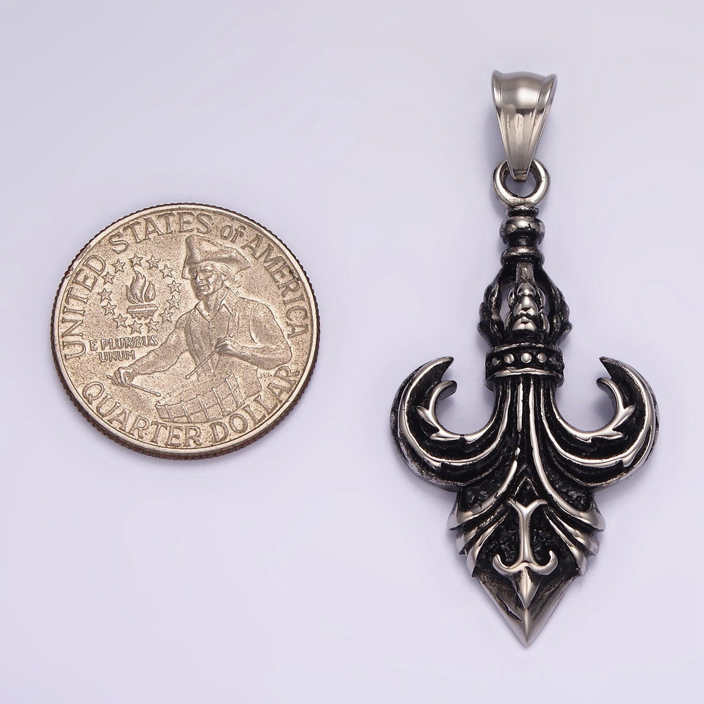 Stainless Steel 50mm Fleur de Lis French Artisan Pendant | P-875