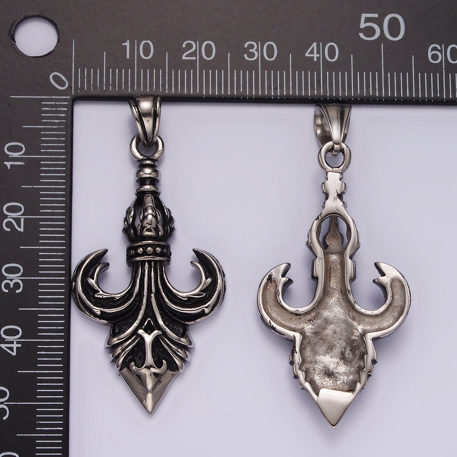 Stainless Steel 50mm Fleur de Lis French Artisan Pendant | P-875