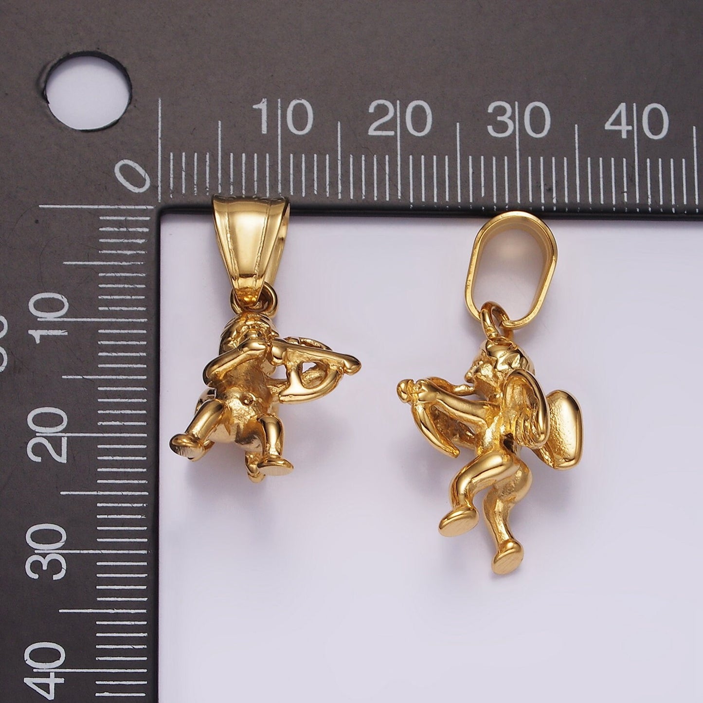 14K Gold-filled plated Stainless Steel Cupid Shooting an Arrow Charm for Necklace and Bracelet Component | P-867