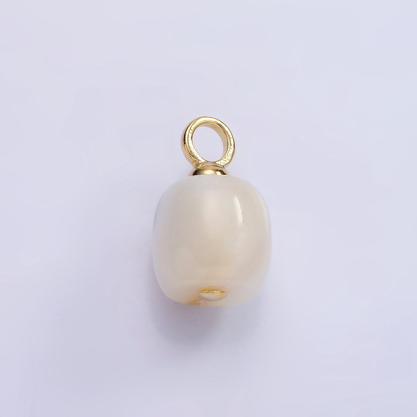 14K Gold Filled White Shell Pearl barrel drum Drop Pendant for Minimalist Jewelry Making Supply | P1697