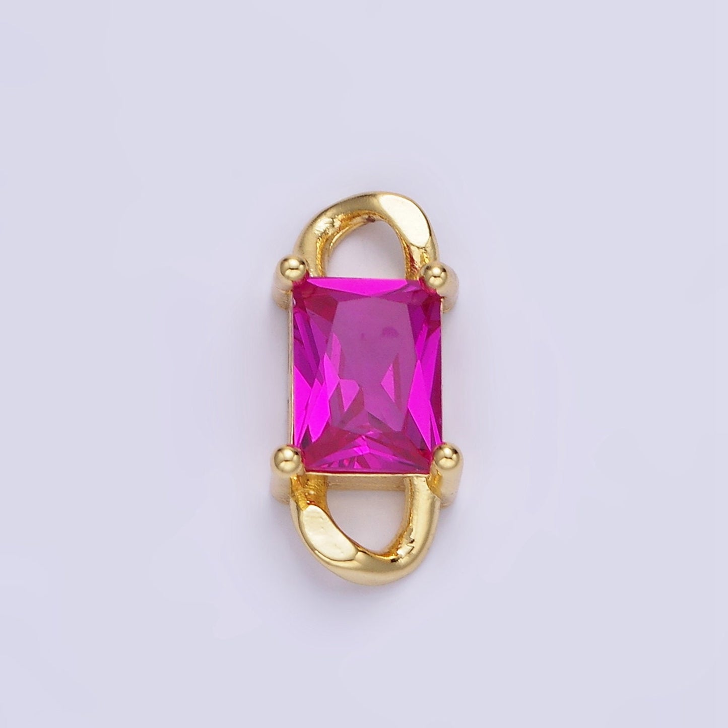 Tiny Rectangle CZ Connector Charm for Necklace Bracelet Birthstone Gold Link Connector for DIY Jewelry making Craft Supplies G274