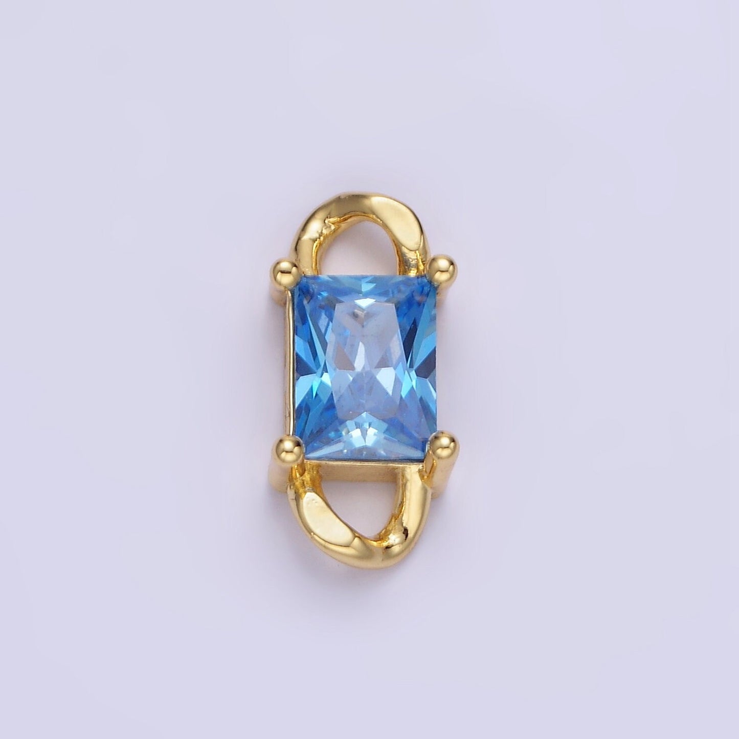 Tiny Rectangle CZ Connector Charm for Necklace Bracelet Birthstone Gold Link Connector for DIY Jewelry making Craft Supplies G274