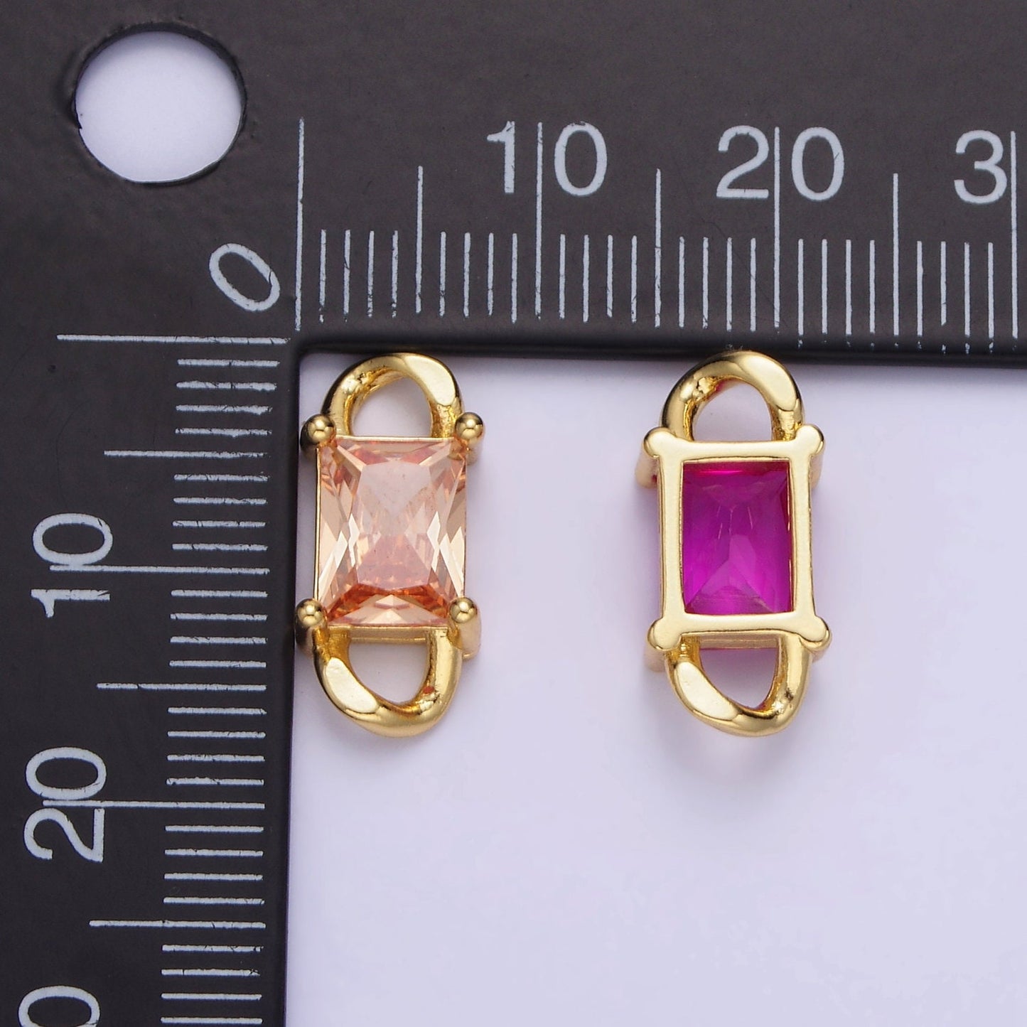 Tiny Rectangle CZ Connector Charm for Necklace Bracelet Birthstone Gold Link Connector for DIY Jewelry making Craft Supplies G274