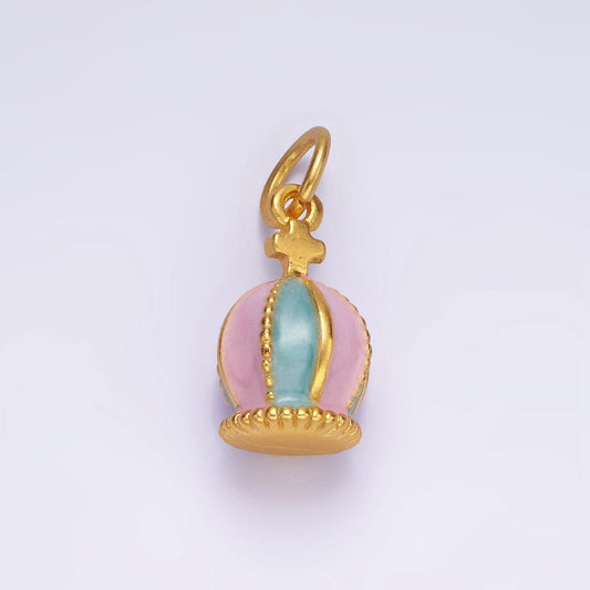 Cute Enamel Crown charm Pastel Queen Crown pendant for Kids jewelry making Bracelet Earring Necklace Component AG696