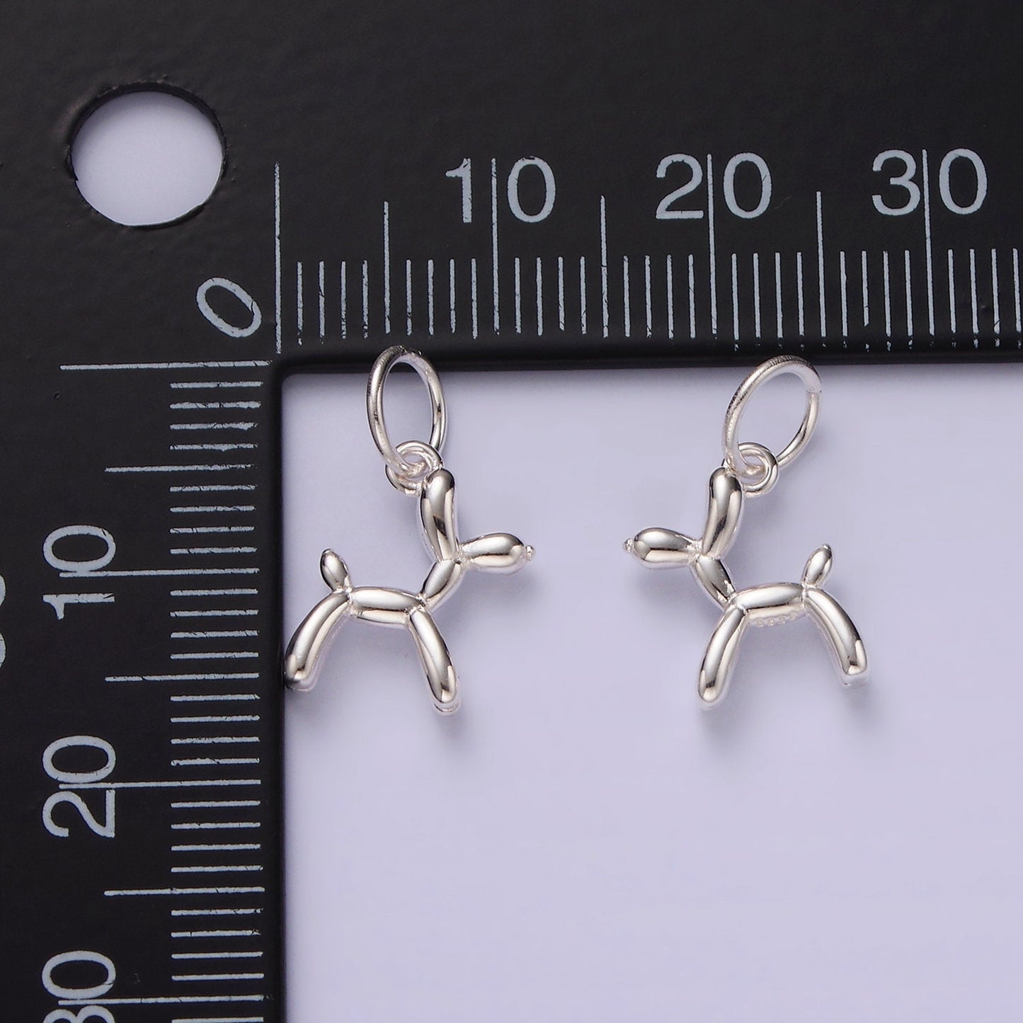 S925 Sterling Silver Poodle Pendant, Mini Dog Charm Party Balloon Charm Puppy Animal Pendant for Bracelet Necklace Earring DIY Jewelry SL441