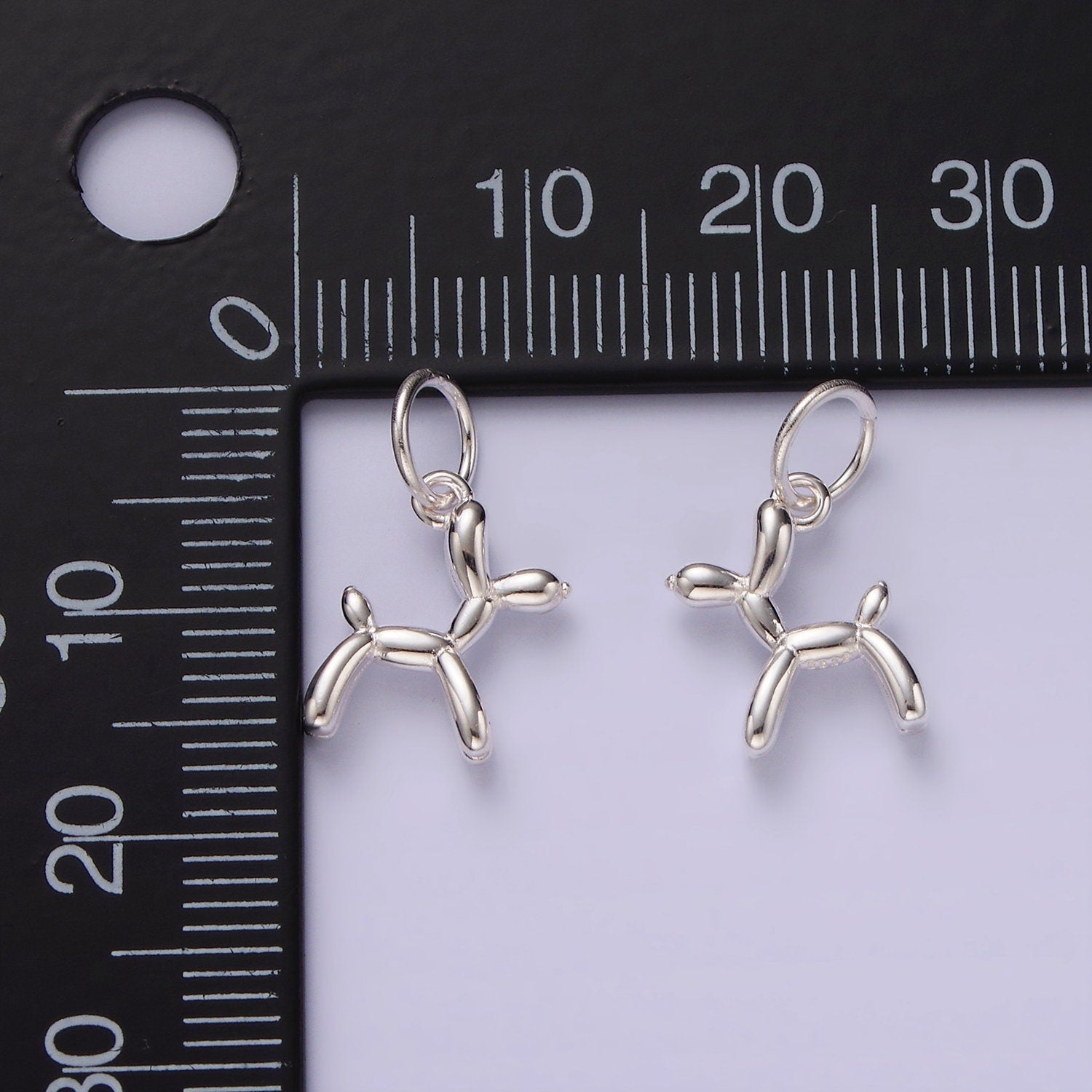 S925 Sterling Silver Poodle Pendant, Mini Dog Charm Party Balloon Charm Puppy Animal Pendant for Bracelet Necklace Earring DIY Jewelry SL441