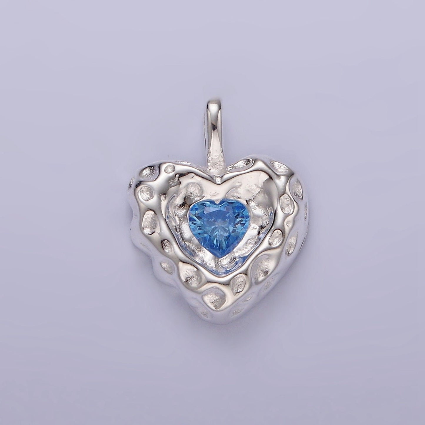 Rustic Heart Charm S925 Sterling Silver Cubic Heart Charm Blue Green Heart Charms Love Jewelry Pendants Necklace Bracelet Charms SL439